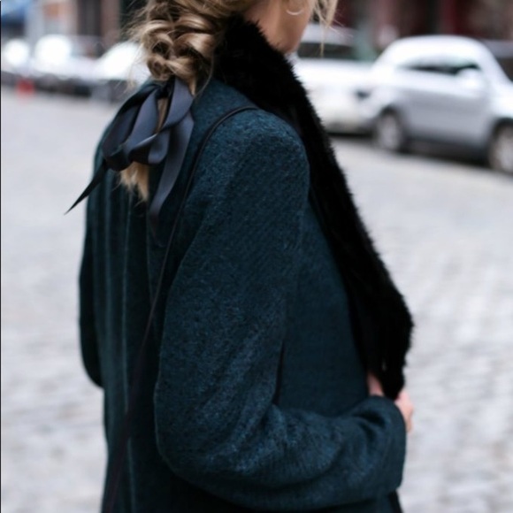 Banana republic / hunter green tweed Italian wool coat small s P - Picture 3 of 11